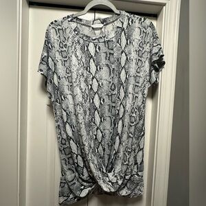 First Love Black and White Relaxed Tie Front T-Shirt